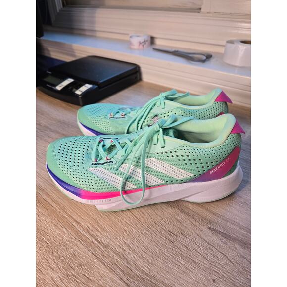 ADIDAS Women's Adizero SL Pulse Mint Lucid Fuchsia Running Shoes Size 6 GV9090 - Picture 3 of 10